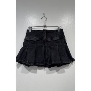 BDG Micro Black Micro Mini Skirt Womens Size Small Pleated Y2K Look Rave Denim